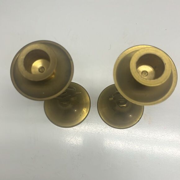 Set of International Silver Co Brass 8” Candlestick Sturdy Holders Joy - Picture 4 of 8